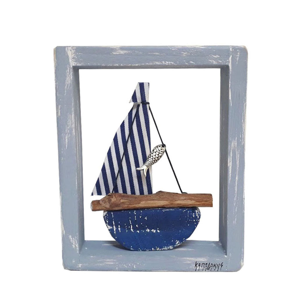 Wooden Frame - Blue Boat