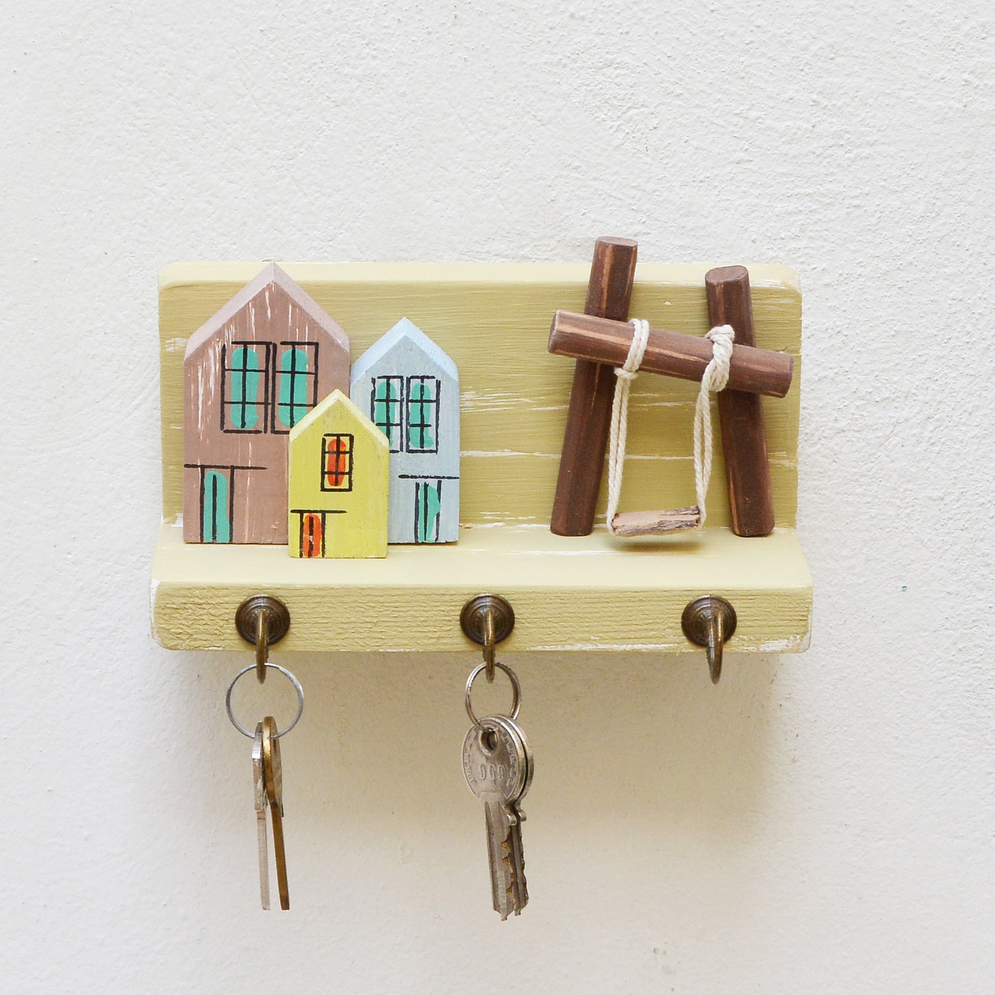 Wooden Key Holder - House & Swing