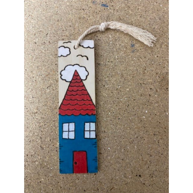 Wooden Bookmark -Blue House