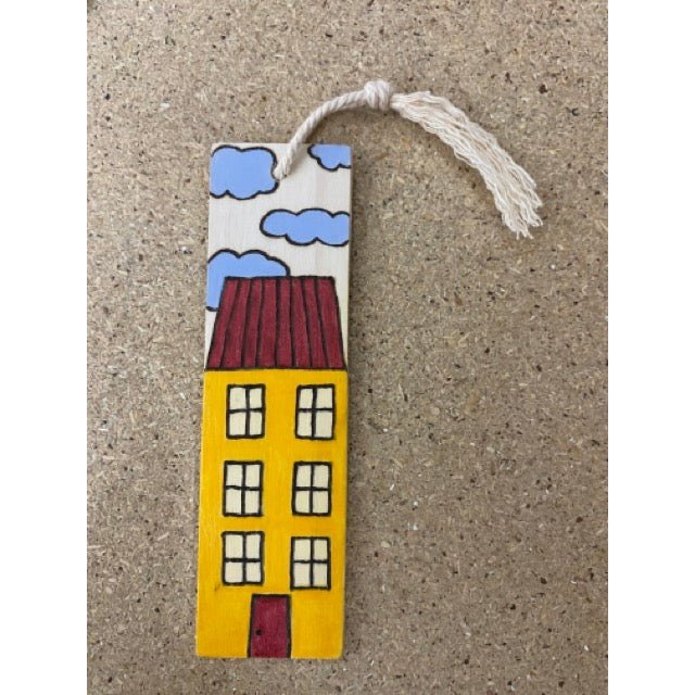 Wooden Bookmark -Yellow House
