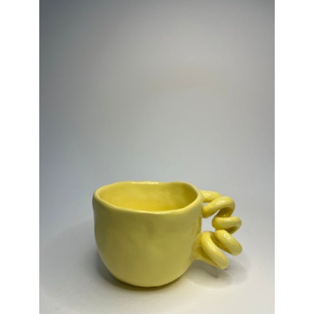 Ceramic Mug - Yellow With Triple Grip