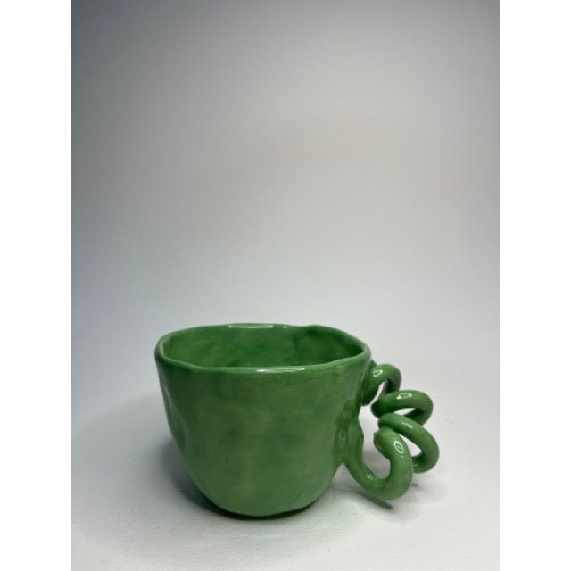 Ceramic Mug - Green With Triple Grip