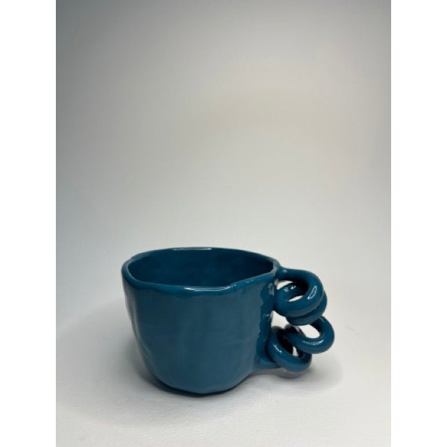 Ceramic Mug - Blue With Triple Grip