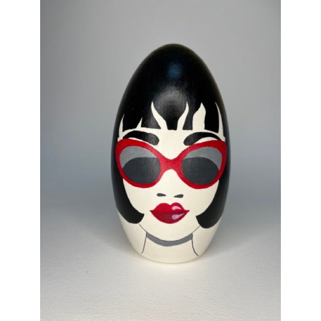 Ceramic Faces - Black Hair & Red Glasses